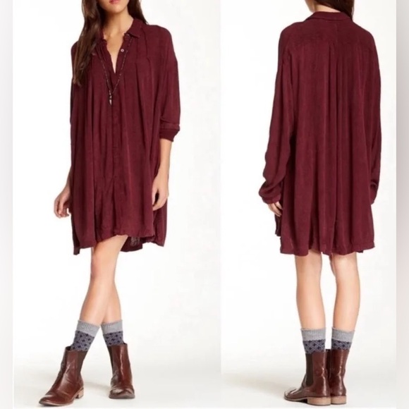 Free People Dresses & Skirts - Free People Crinkle Spin Me Tunic Shirt Dress